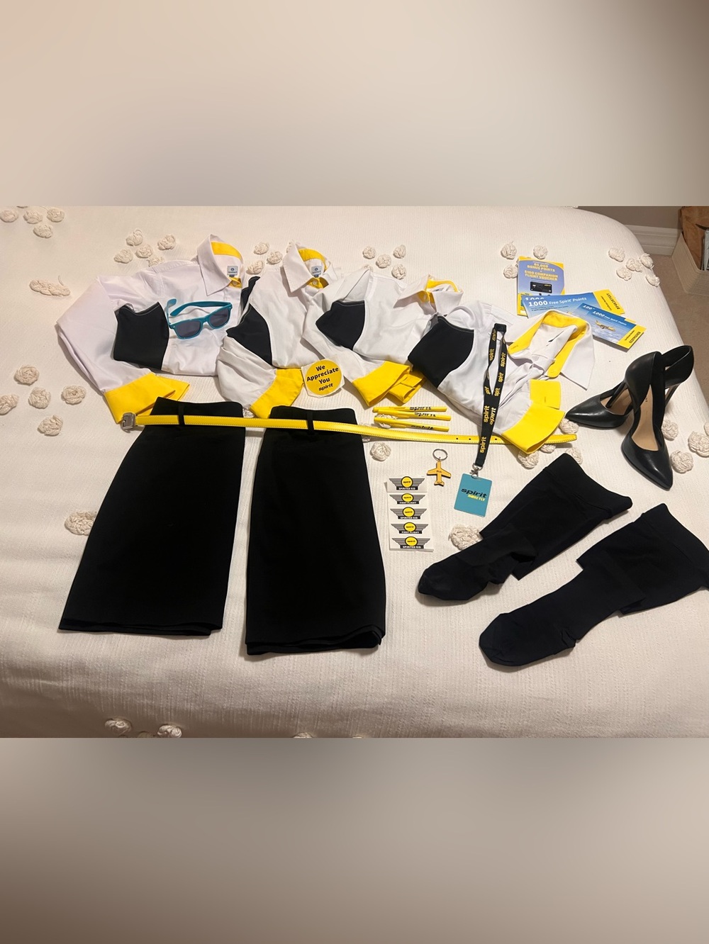 Spirit Airlines flight attendant Crew uniform pieces plus extras
